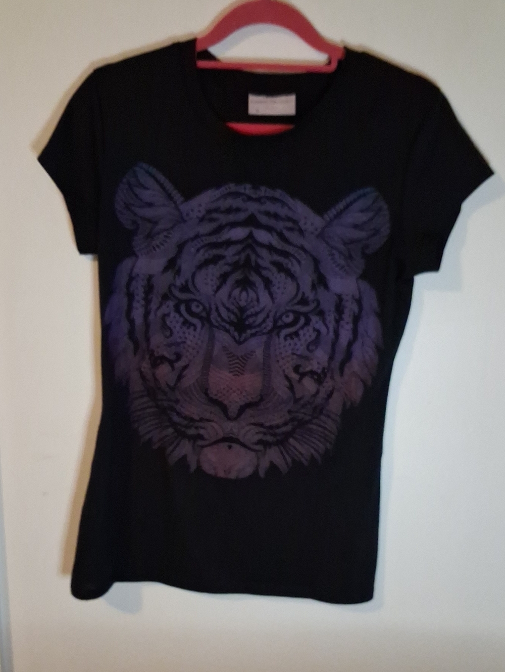 Bobbie Brooks Black Tee with Purple Tiger Graphic
